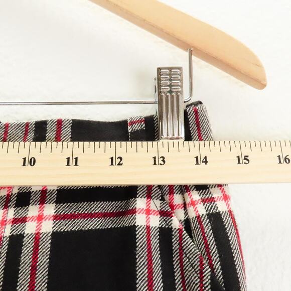 VTG Celine Plaid Wool Skirt 42 4 6 Black Red White OG Handwritten Tag Academia - Picture 8 of 10